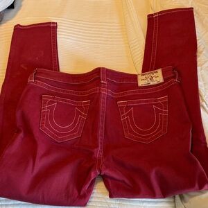 True Religion Women's Deep Red Boot Cut Jeans